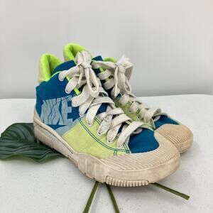 Nike Imperial Blue White-Volt Neon Yellow Outbreak High Top Lace Up Sneaker Shoe